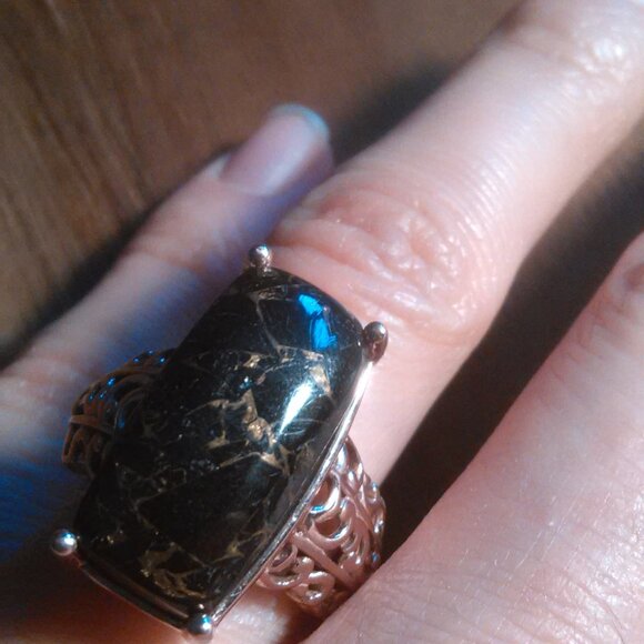 Matrix Silver Shungite Copper Ring (Size 8) - Picture 9 of 10